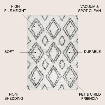 Beni Moroccan Style Diamond Shag Area Rug